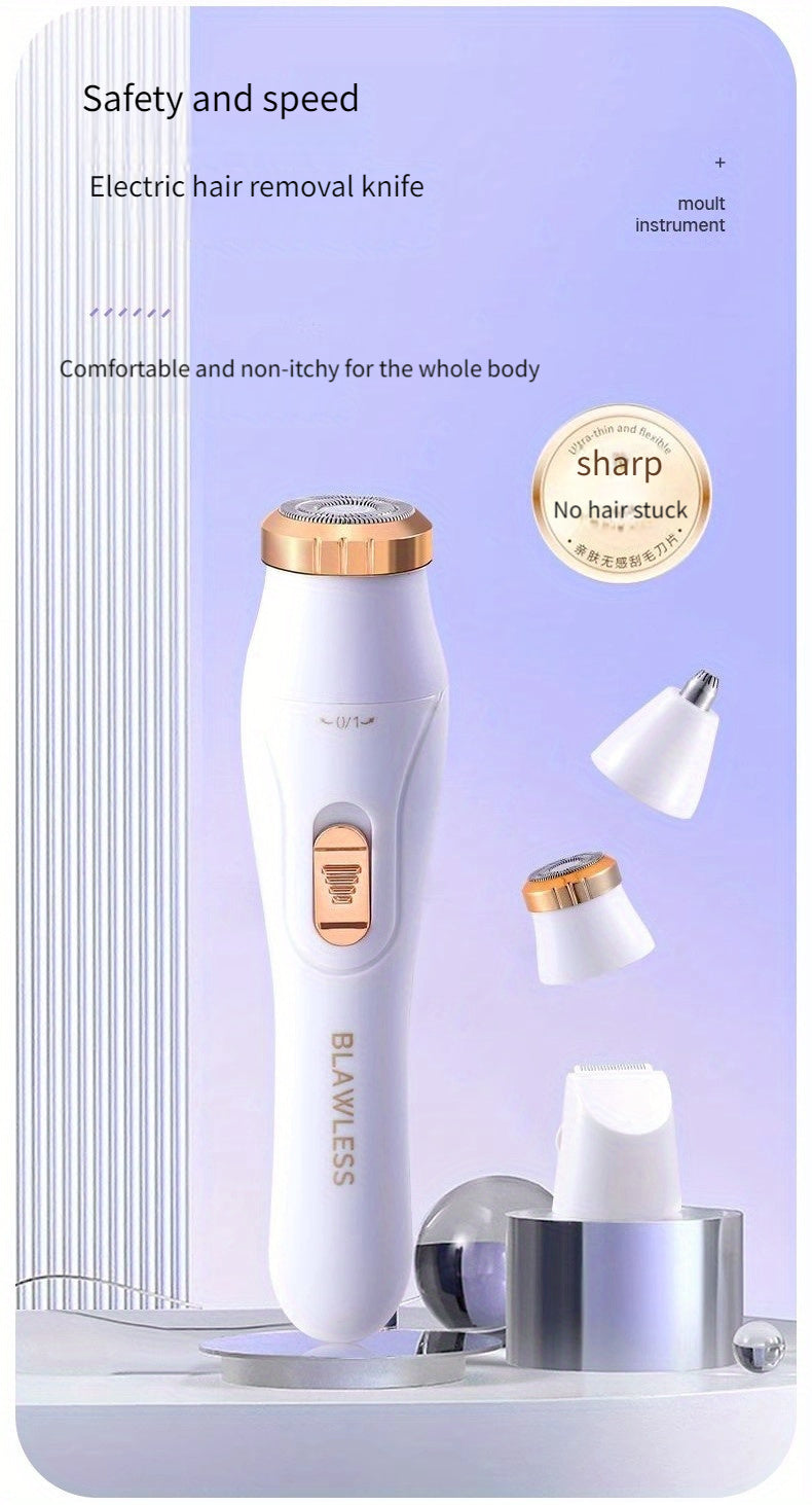 Kit de depilación eléctrica 3 en 1 para mujer: recortadora facial recargable por USB, recortadora de vello nasal, depiladora corporal completa, regalos para mujeres
