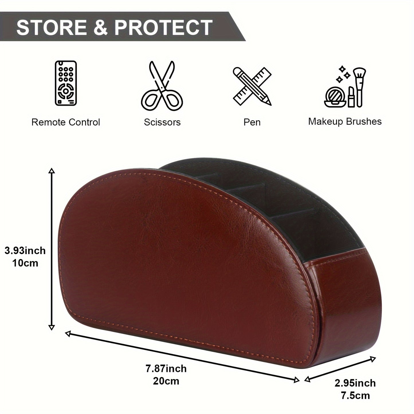 Soporte para control remoto con 5 compartimentos: caja de cuero sintético para almacenamiento en escritorio, ideal para TV, DVD, Blu-ray, reproductor multimedia y controladores de calefacción. Organizador de escritorio y cajones para el hogar.