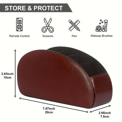 Soporte para control remoto con 5 compartimentos: caja de cuero sintético para almacenamiento en escritorio, ideal para TV, DVD, Blu-ray, reproductor multimedia y controladores de calefacción. Organizador de escritorio y cajones para el hogar.