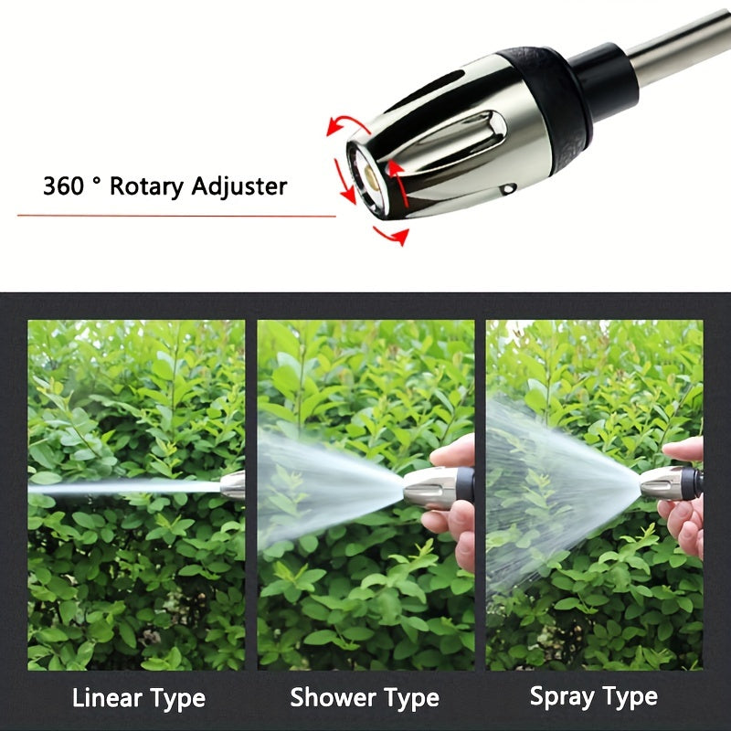 Pistola de agua de alta presión para lavado de autos, boquilla multifunción para manguera de jardín, rociador de varilla gruesa ajustable con punta de cobre chapado, adaptador universal de conexión rápida de 3/4" y 1/2" para herramientas de limpieza.