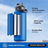 40oz Insulated Water Bottle with 2-in-1 Straw and Spout Lid, Keeps Cold for 24H, Leak-Proof, BPA-Free, Double Wall Stainless Steel Water Bottle for Sports, Gym, Travel, Office and School Eid Al-Adha Mubarak