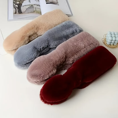 Winter Thick Warm Faux Mink Fur Scarf, Unisex Plush Neck Cross Scarf, 100% Polyester, Hand Woven, Decorative & Windproof, with No Feathers, for Going Out
