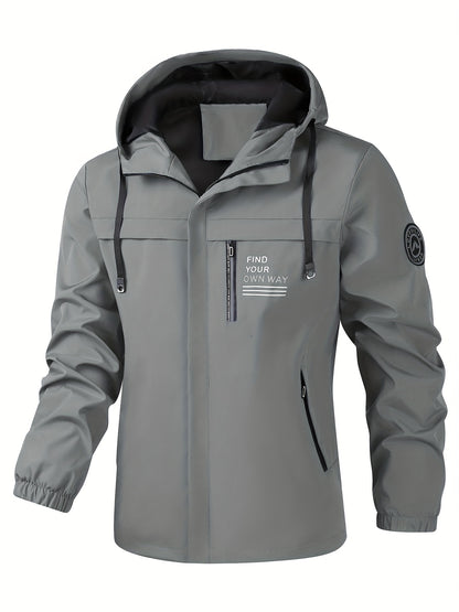 Men's Fashion Casual Waterproof Windbreaker Hooded Jacket, Outdoor Coat With Zip Pockets – Lightweight And Breathable
