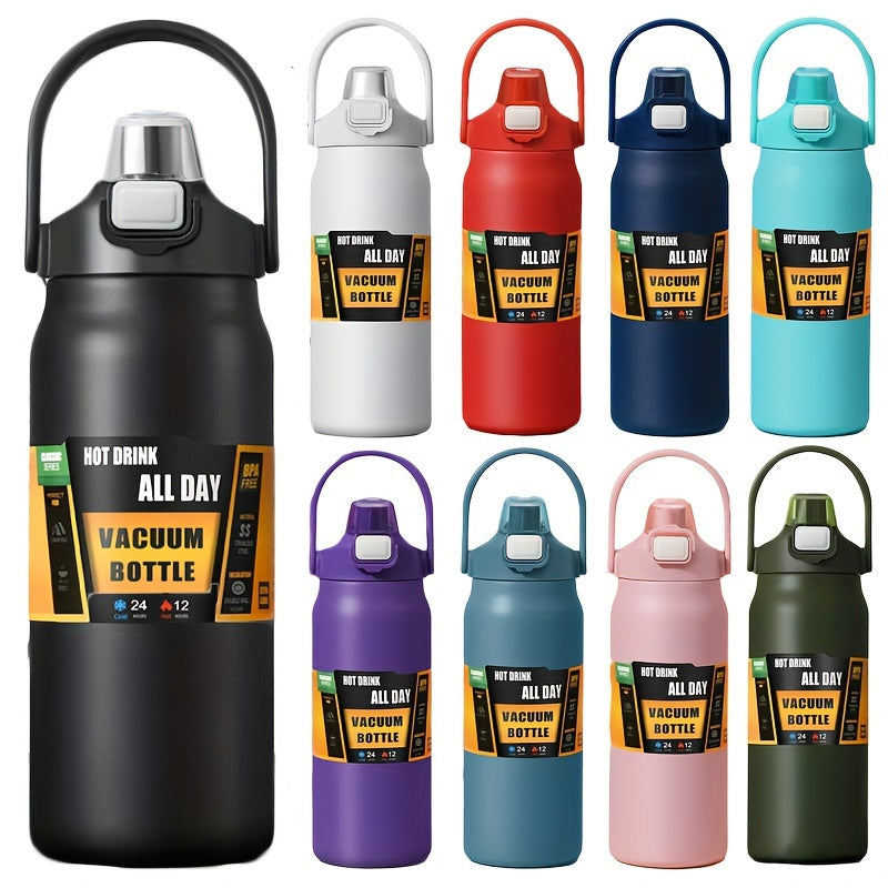 Stainless Steel Sports Water Bottle with Multi-Functional Lid, Twin-Drinking Methods with Straw & Direct Drink, Portable & Insulated Flask, 1000ml/1500ml, BPA-Free for Outdoor, Camping, Hiking, Travel & Driving, Ideal Gift fo