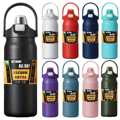 Stainless Steel Sports Water Bottle with Multi-Functional Lid, Twin-Drinking Methods with Straw & Direct Drink, Portable & Insulated Flask, 1000ml/1500ml, BPA-Free for Outdoor, Camping, Hiking, Travel & Driving, Ideal Gift fo