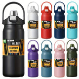 Stainless Steel Sports Water Bottle with Multi-Functional Lid, Twin-Drinking Methods with Straw & Direct Drink, Portable & Insulated Flask, 1000ml/1500ml, BPA-Free for Outdoor, Camping, Hiking, Travel & Driving, Ideal Gift fo