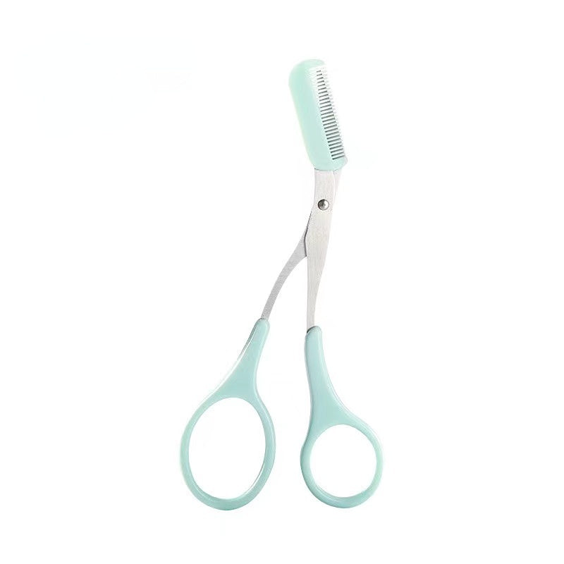 Tijera recortadora de cejas con peine para mujer y hombre, herramienta de maquillaje de acero inoxidable para depilación y modelado de cejas.