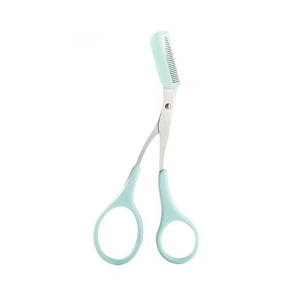 Tijera recortadora de cejas con peine para mujer y hombre, herramienta de maquillaje de acero inoxidable para depilación y modelado de cejas.