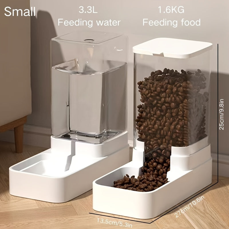 Comedero y bebedero automático para mascotas, por gravedad, no eléctrico, de plástico, para perros y gatos, ideal para uso doméstico.