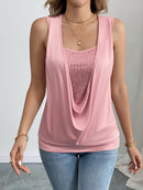 Sequin Decor Ruched Tank Top, Casual Summer Sleeveless Top, Women's Clothing