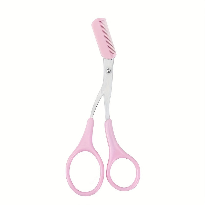 Tijera recortadora de cejas con peine para mujer y hombre, herramienta de maquillaje de acero inoxidable para depilación y modelado de cejas.