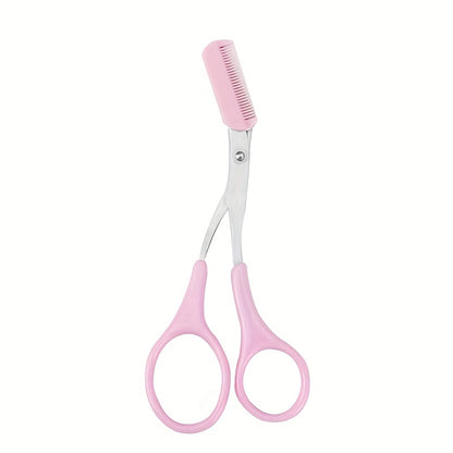 Tijera recortadora de cejas con peine para mujer y hombre, herramienta de maquillaje de acero inoxidable para depilación y modelado de cejas.