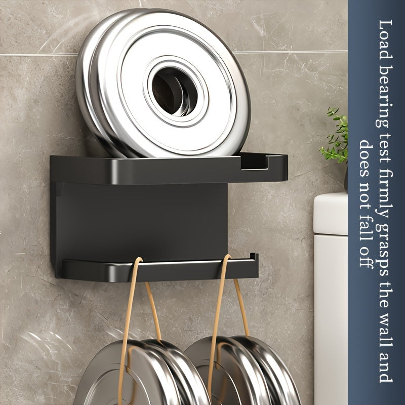 Space-Saving Self-Adhesive Toilet Paper Holder with Storage Shelf - Dual-Purpose Bathroom & Kitchen Organizer, Polished Finish