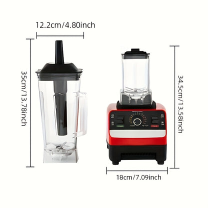 High-Power 2000W Blender for Smoothies and Ice Cream - Durable, BPA-Free Plastic Mixer with Anti-Slip Base, Suitable for Juicers and Kitchen Use, 110V-240V