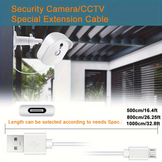 5m/8m/10m Extended USB Type-C Camera Power Cable, 5V USB-A to Type-C Charging Cord, for Surveillance Cameras, Indoor & Outdoor Use, Security Monitoring Accessories