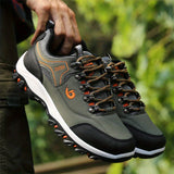 Botas de senderismo con cordones para hombre, resistentes y de talla grande, cómodas y antideslizantes, con suela suave para actividades al aire libre.