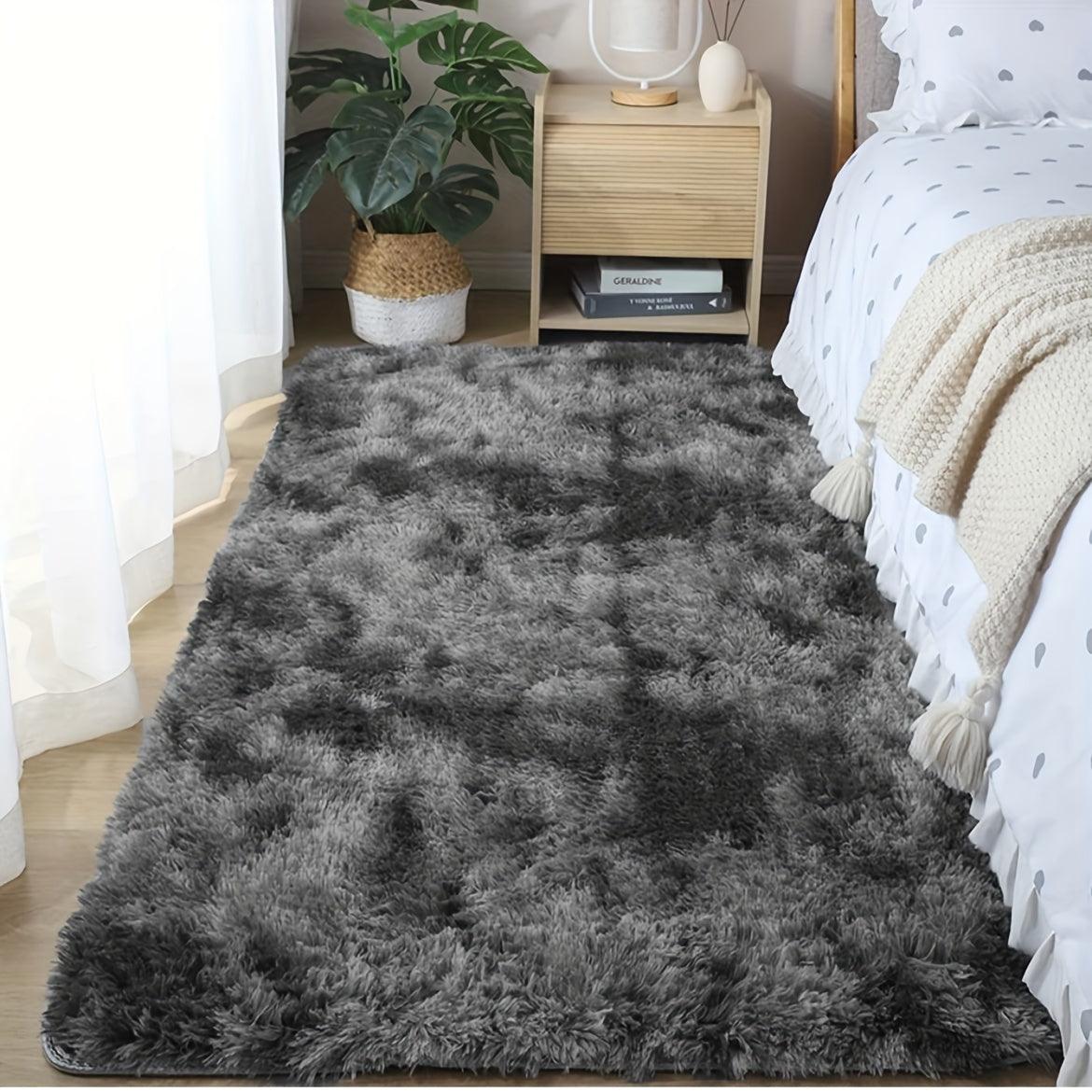 1pc, Soft Plush Area Rugs, Non-slip Fuzzy Shag Plush Soft Shaggy Bedside Rug, Tie-Dyed Living Room Carpet For Dorm Home Decor, Pet Friendly Bedroom Living Room Rug, Home Decor, Room Decor