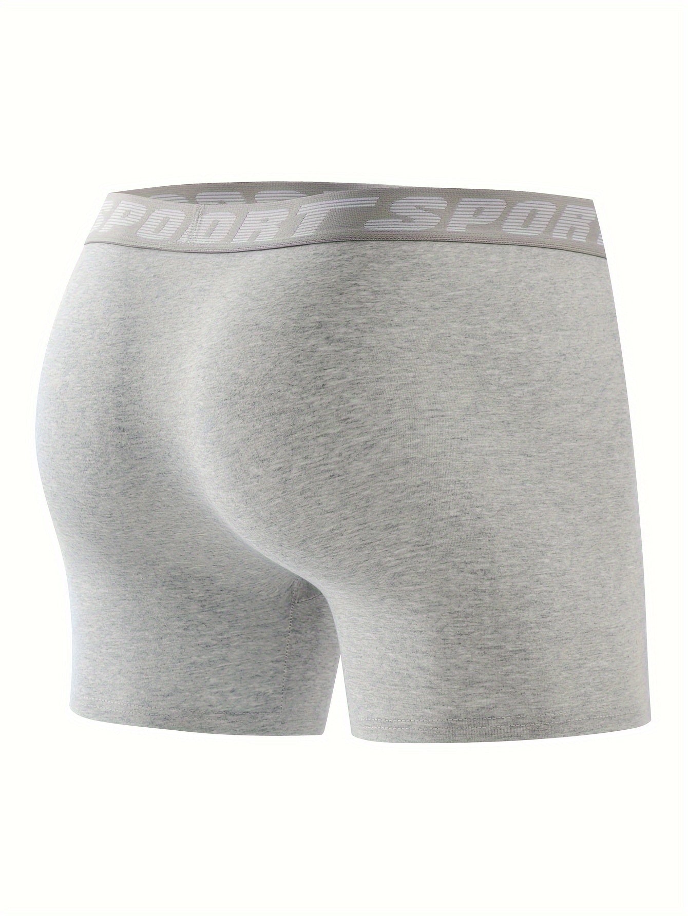 4pcs Men's Long Boxer Briefs - Breathable, Stretchy Polyester &amp; Spandex Blend, Non-Transparent with Letter Design - Perfect for Sports &amp; Fitness