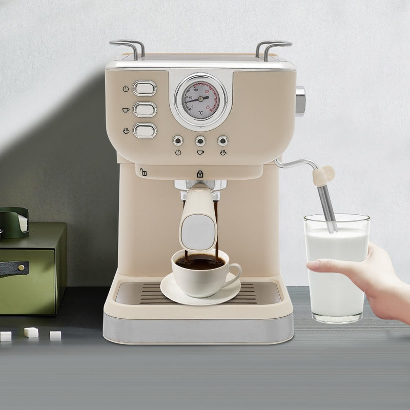 (White) Compact Espresso Coffee Machine Coffee Maker Suitable for Home Office Cafes and Hotels Used to Extract Espresso Comes with a Milk Frothing Function to Make Mocha Latte Cappuccino and Other Fancy Coffee