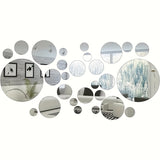 32pcs 3D Three-dimensional Round Acrylic Mirror Wall Stickers Background Wall Decoration Bedroom Living Room Office Kitchen Bathroom Waterproof Wall Stickers Home Decorations DIY Art Removable Self-adhesive Wall Stickers With