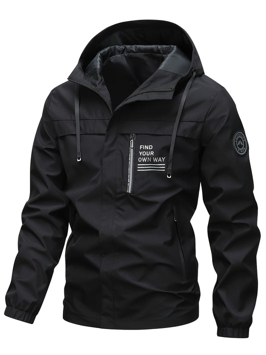 Chaqueta de plumón sintético con estampado "Encuentra tu propio camino" para hombre, de manga larga, con capucha, cómoda, cálida y moderna, para invierno, ideal como regalo.