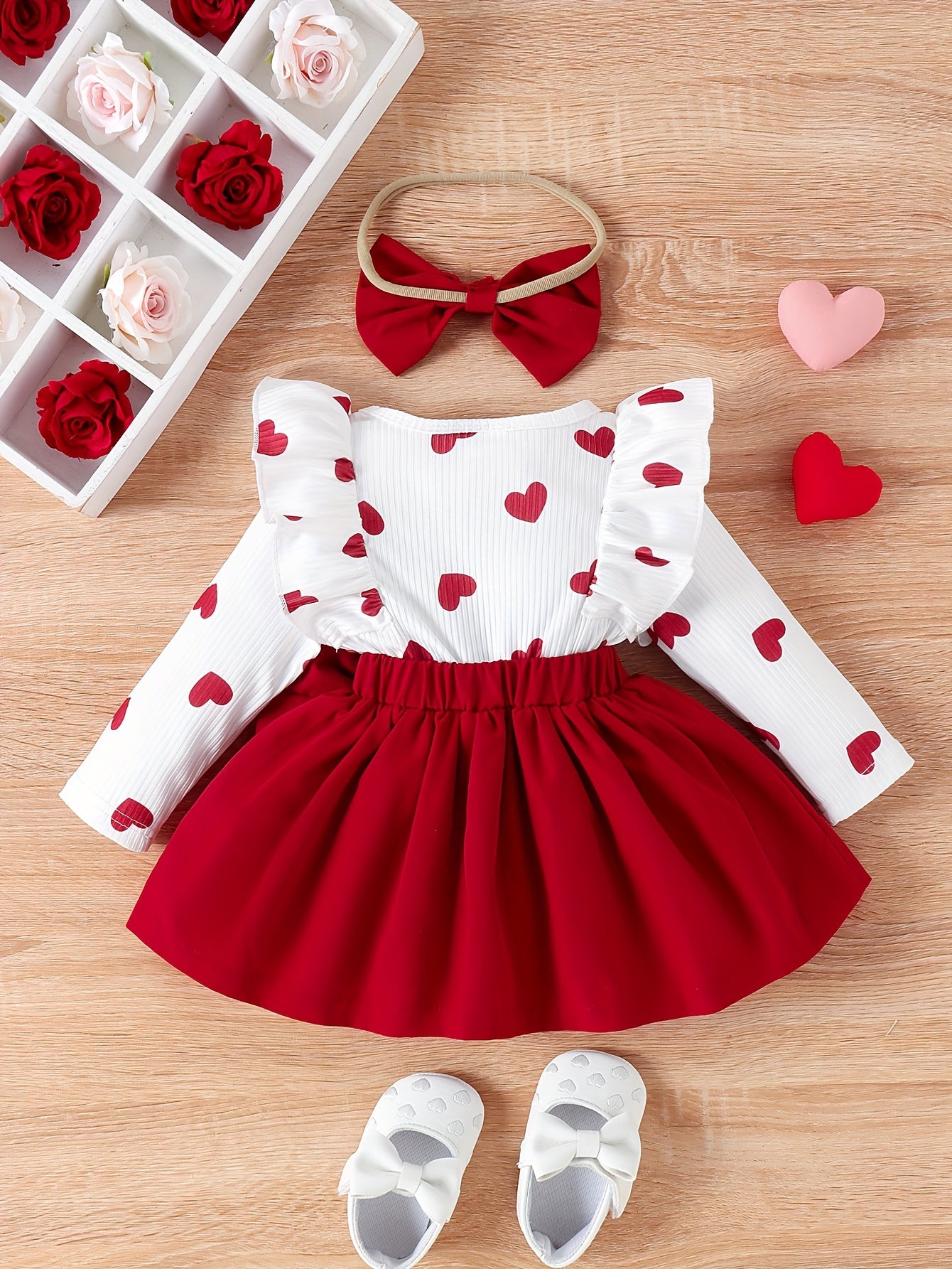 Vestido de manga larga con estampado de amor, cómodo y exquisito para niñas pequeñas, ideal para banquetes