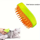 3-in-1 Steam Pet Brush for Cats and Dogs, USB-Powered Multifunctional Grooming Comb with Spray, Deshedding Tool for Indoor, Outdoor, Bathroom Use - Inspired by Banana and Mango Designs (1 Pack)