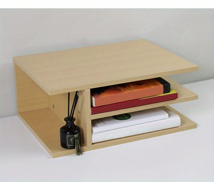 Square Wooden Fiberboard Desk Organizer - Sturdy Storage Rack for Office Supplies, Printer Stand, and Home Organization with Ample Space