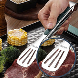 Pinzas antideslizantes de acero inoxidable para alimentos, pinzas para carne, ensalada, pan, barbacoa, parrilla, bufé, herramientas de cocina, accesorios de cocina, 1 unidad 