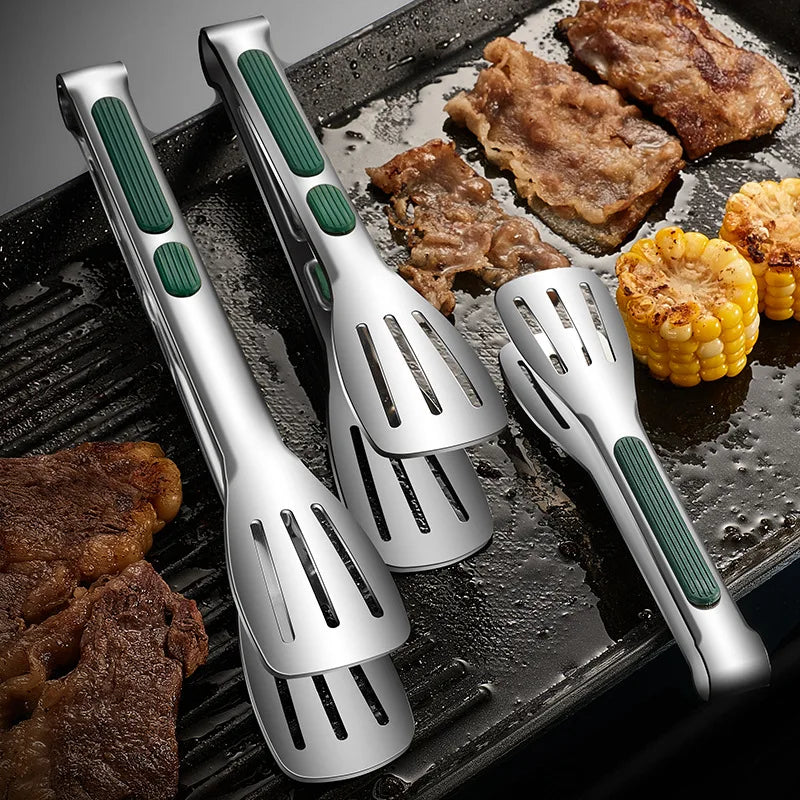 1pc Non Slip Aço Inoxidável Food Tongs Carne Salada Pão Clipe Churrasco Grill Buffet Braçadeira Cozinhar Ferramentas Acessórios de Cozinha