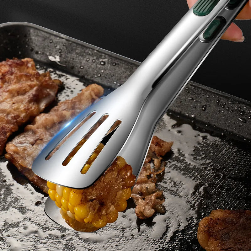 Pinzas antideslizantes de acero inoxidable para alimentos, pinzas para carne, ensalada, pan, barbacoa, parrilla, bufé, herramientas de cocina, accesorios de cocina, 1 unidad 