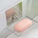 1pc-Stainless Steel Soap Dish Punch-Free Nail-Free Bathroom Single Layer Drain Wall Hanging Sucker Soap Box Light Luxury Shelf