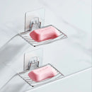 1pc-Stainless Steel Soap Dish Punch-Free Nail-Free Bathroom Single Layer Drain Wall Hanging Sucker Soap Box Light Luxury Shelf