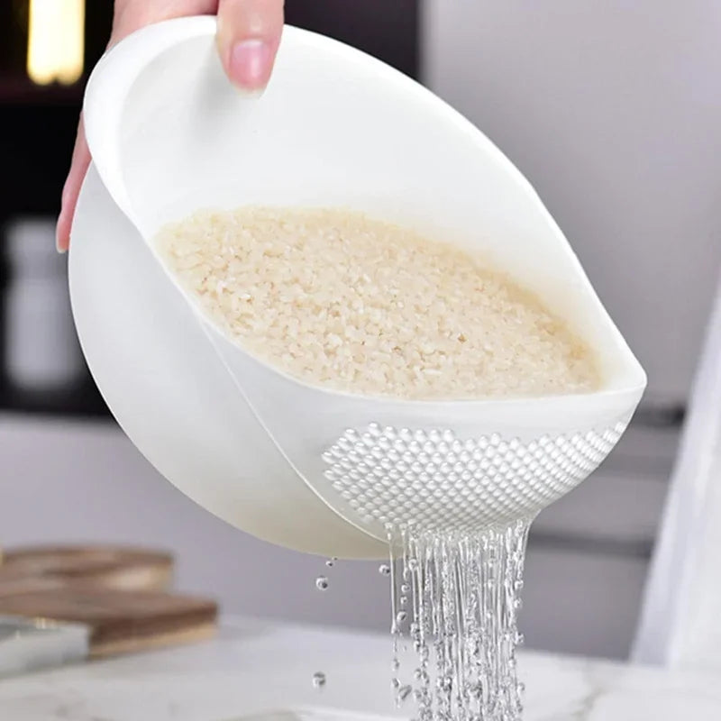 1pc-Plastic Drain Basket Strainer, Rice Bowl, Drain Basket, Fruit Bowl, Laundry Basket, Handle, Home Kitchen Organizer 