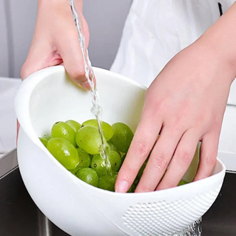 1pc-Plastic Drain Basket Strainer, Rice Bowl, Drain Basket, Fruit Bowl, Laundry Basket, Handle, Home Kitchen Organizer 