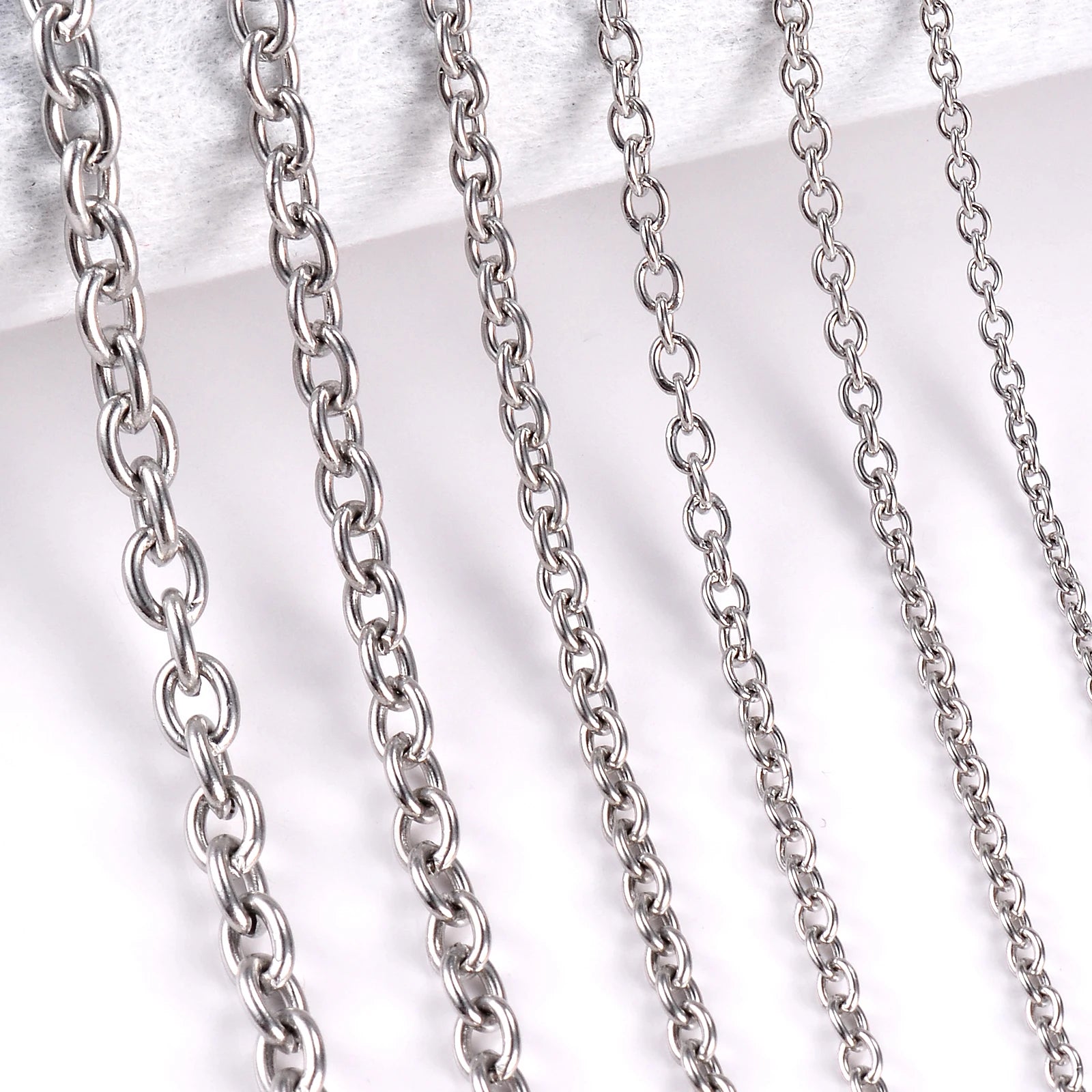 1pc Width 1.5mm-6mm Stainless Steel Cross O Chain Necklace For Women DIY Jewelry Thin Bracelet Necklace 