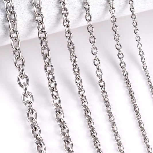 1pc largura 1.5mm-6mm aço inoxidável cruz o colar de corrente para mulheres diy jóias fina pulseira colar