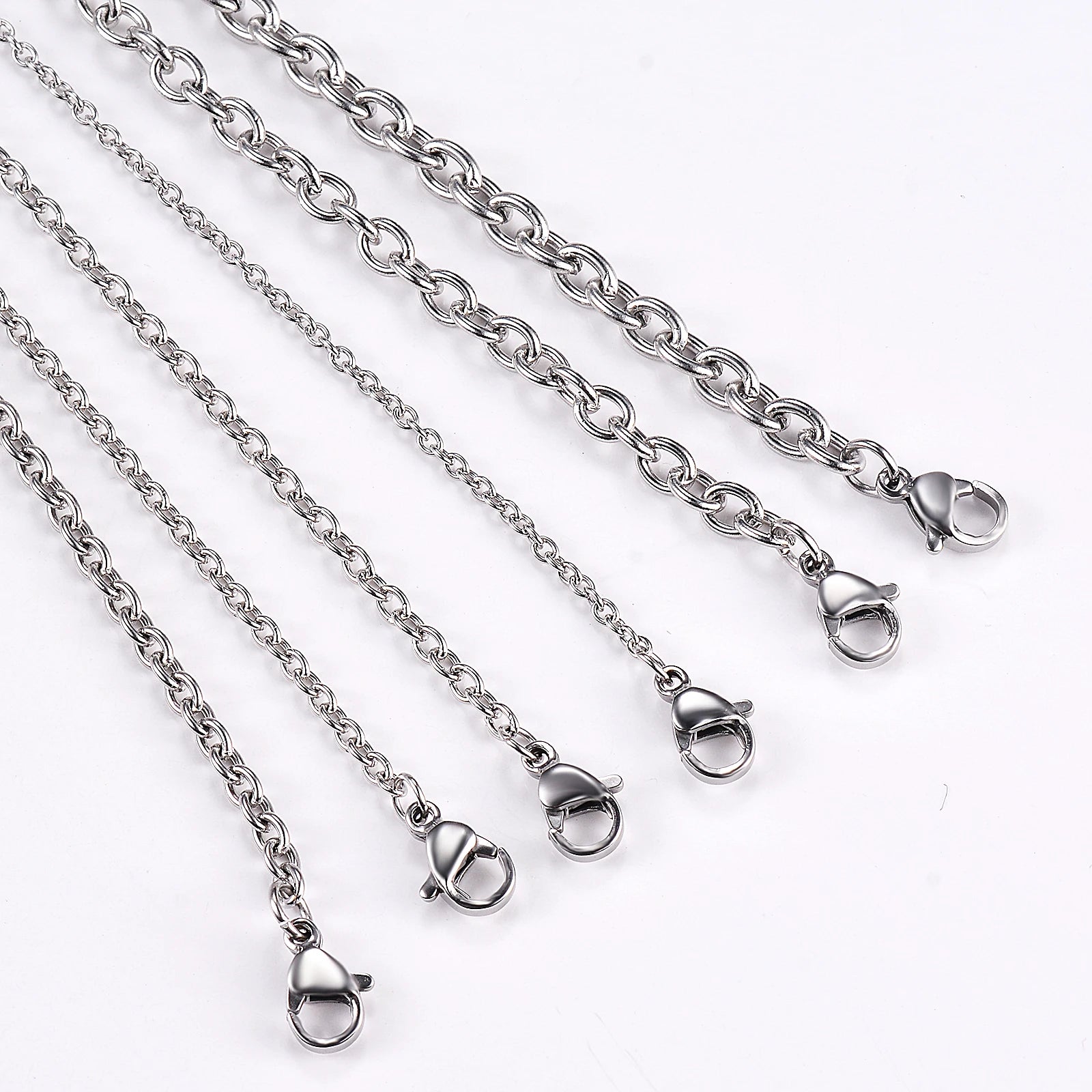 1pc Width 1.5mm-6mm Stainless Steel Cross O Chain Necklace For Women DIY Jewelry Thin Bracelet Necklace 