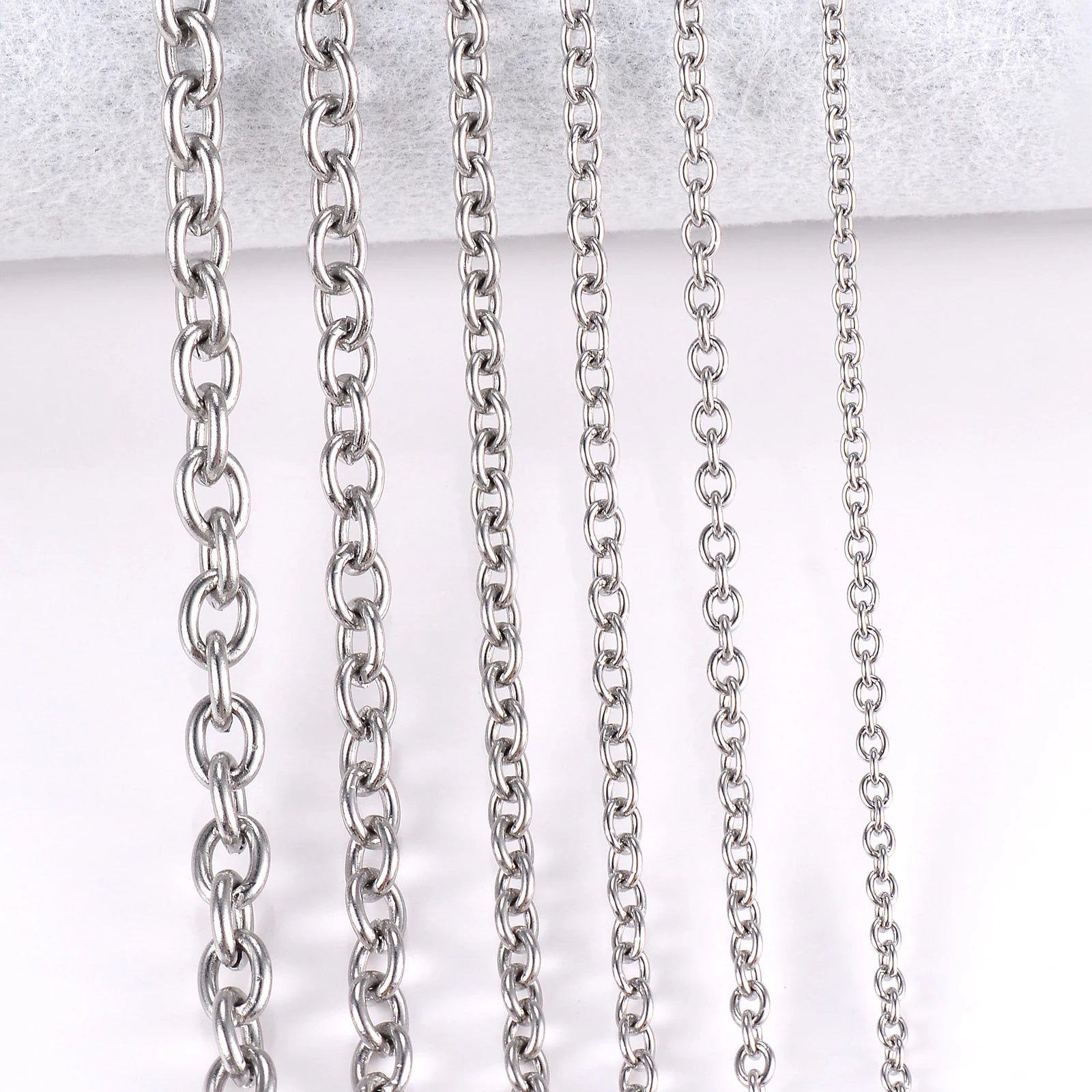 1pc Width 1.5mm-6mm Stainless Steel Cross O Chain Necklace For Women DIY Jewelry Thin Bracelet Necklace 