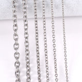 1pc Width 1.5mm-6mm Stainless Steel Cross O Chain Necklace For Women DIY Jewelry Thin Bracelet Necklace 