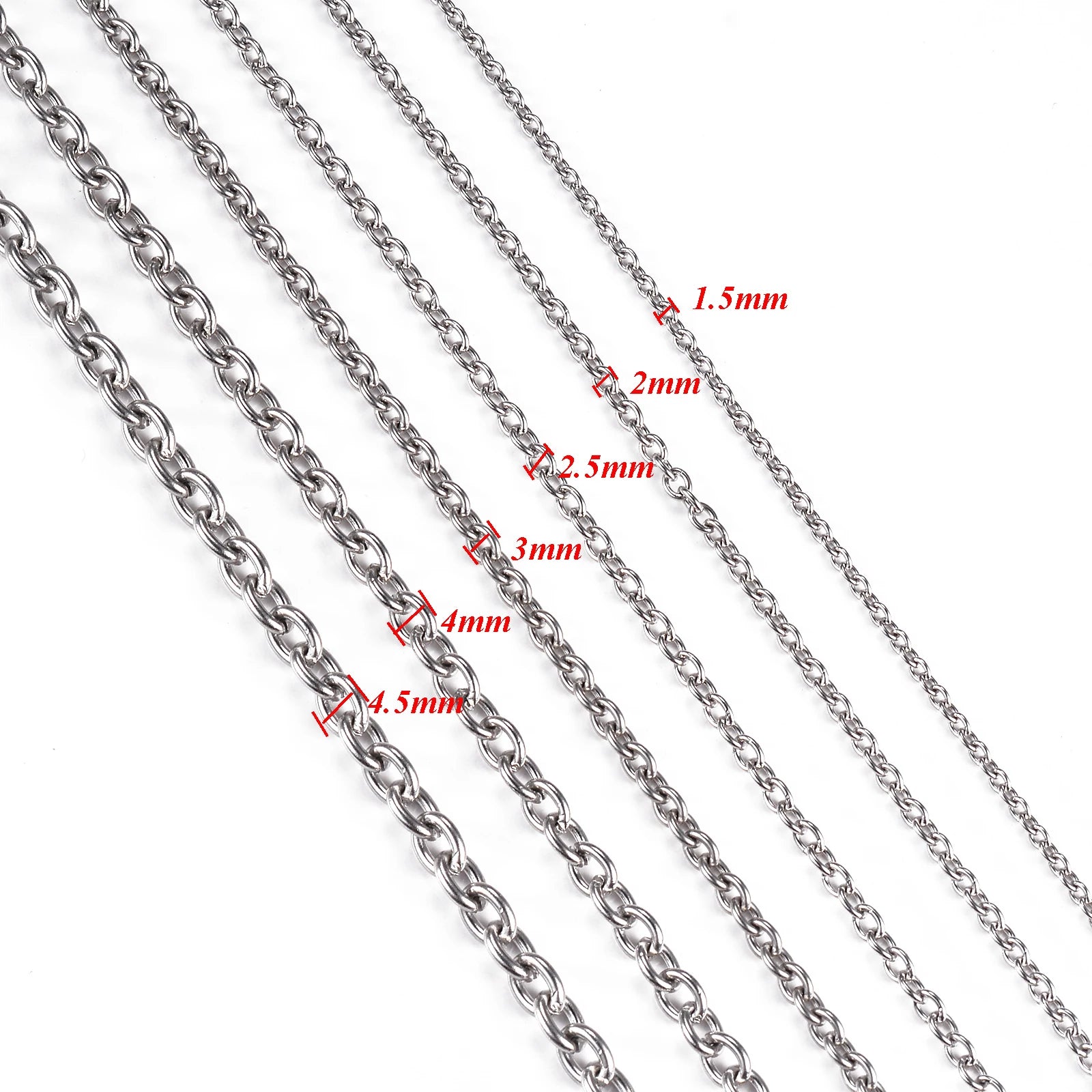 1pc Width 1.5mm-6mm Stainless Steel Cross O Chain Necklace For Women DIY Jewelry Thin Bracelet Necklace 