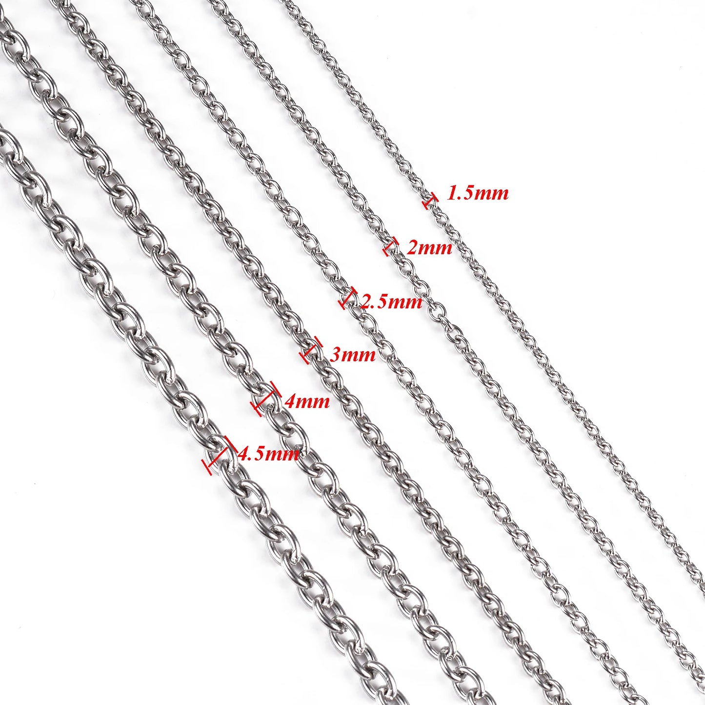 1pc largura 1.5mm-6mm aço inoxidável cruz o colar de corrente para mulheres diy jóias fina pulseira colar