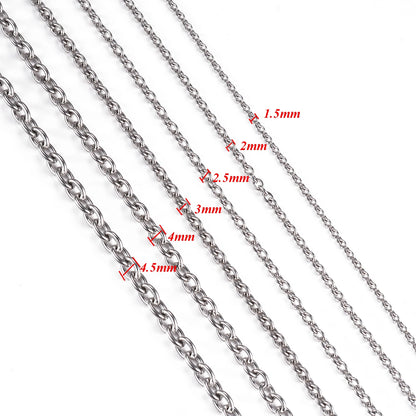 1pc largura 1.5mm-6mm aço inoxidável cruz o colar de corrente para mulheres diy jóias fina pulseira colar