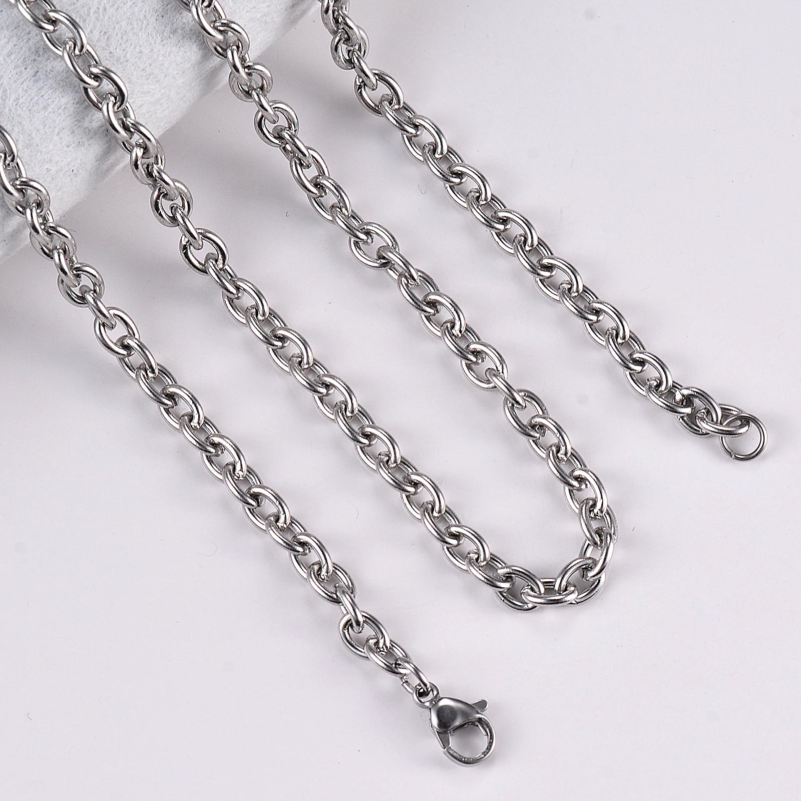 1pc Width 1.5mm-6mm Stainless Steel Cross O Chain Necklace For Women DIY Jewelry Thin Bracelet Necklace 