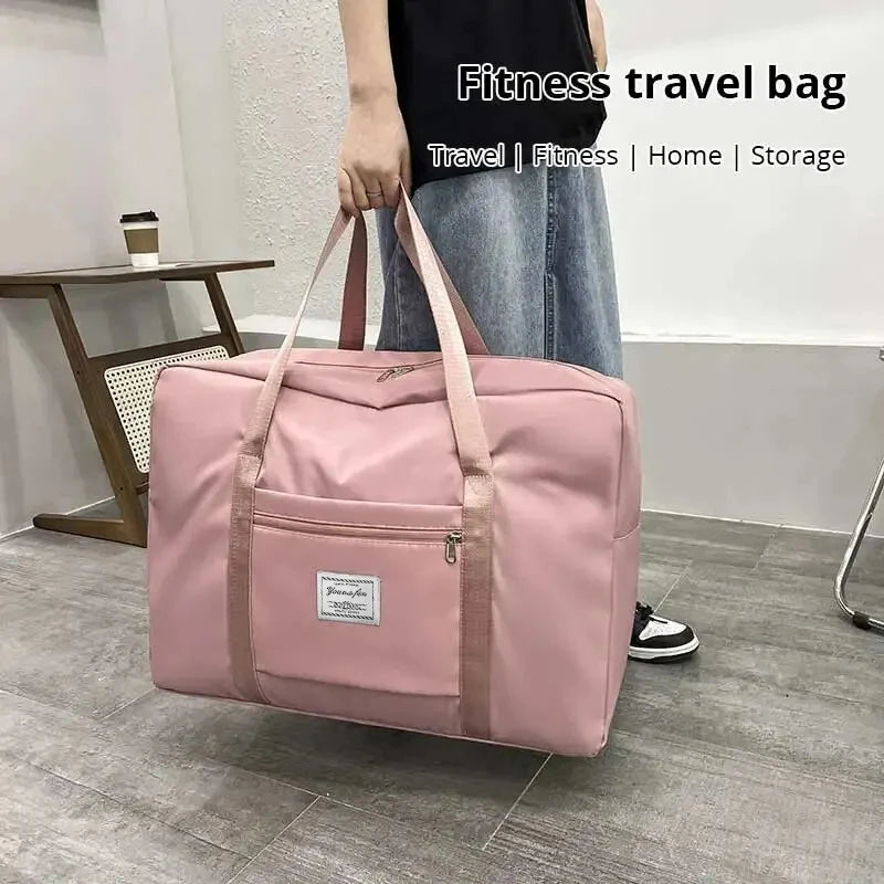 1pc rosa/azul/cinza viagem grande capacidade saco de armazenamento zíper saco de esportes portátil versátil bolsa de ginásio pequeno, médio e grande