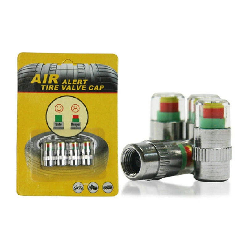 2/4pcs Car Tire Pressure Indicator Gauge Tire Pressure Alert Monitoring Valve Cap External Valve Detection Sensor 