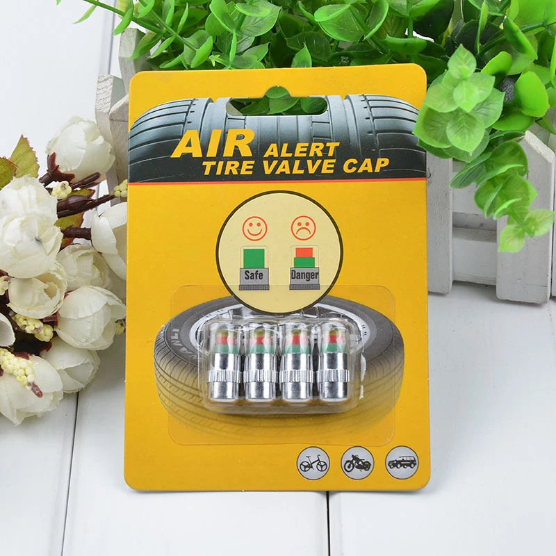 2/4pcs Car Tire Pressure Indicator Gauge Tire Pressure Alert Monitoring Valve Cap External Valve Detection Sensor 