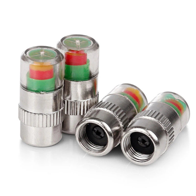 2/4pcs Car Tire Pressure Indicator Gauge Tire Pressure Alert Monitoring Valve Cap External Valve Detection Sensor 