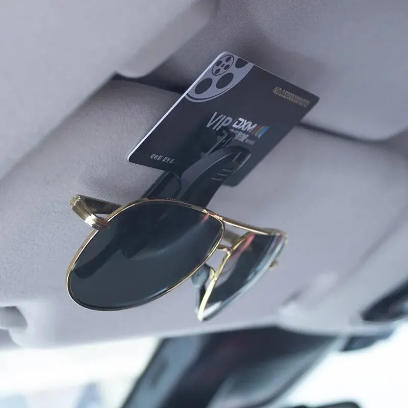 2 unidades de visera universal para coche, caja para gafas, clip para gafas de sol, tarjetero, cierre para billetes, estuche para bolígrafos, accesorios para gafas. 