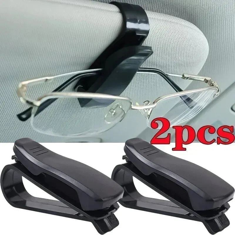 2 unidades de visera universal para coche, caja para gafas, clip para gafas de sol, tarjetero, cierre para billetes, estuche para bolígrafos, accesorios para gafas. 